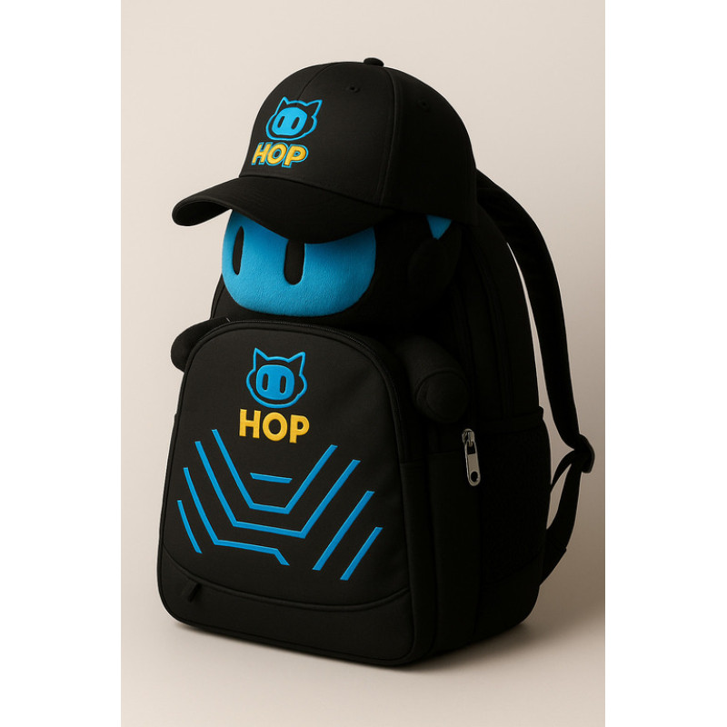 Combo Hop 3 en 1 – Maleta + Peluche Oficial + Gorra Edición Especial